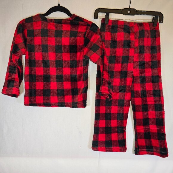 Kids Red and Black Checkered Fleece Pajama set - Picture 2 of 2